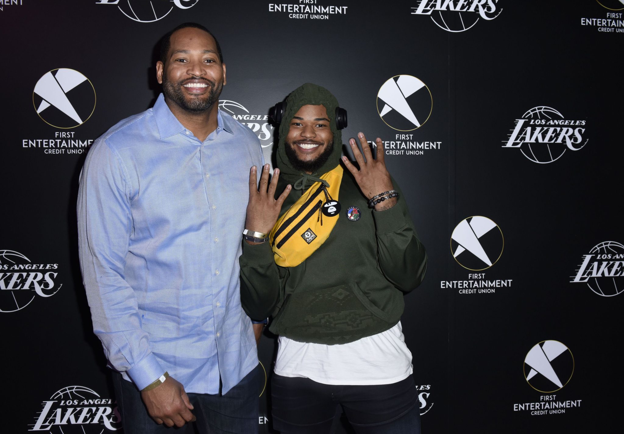 LOS ANGELES, CALIFORNIA - MARCH 4: Lakers legend Robert Horry and Camron Horry attend the First Entertainment x Los Angeles Lakers and Anthony Davis Partnership Launch Event at The Theatre at Ace Hotel on March 4, 2020 in Los Angeles, California.  (Photo by Vivien Killilea/Getty Images for First Entertainment)