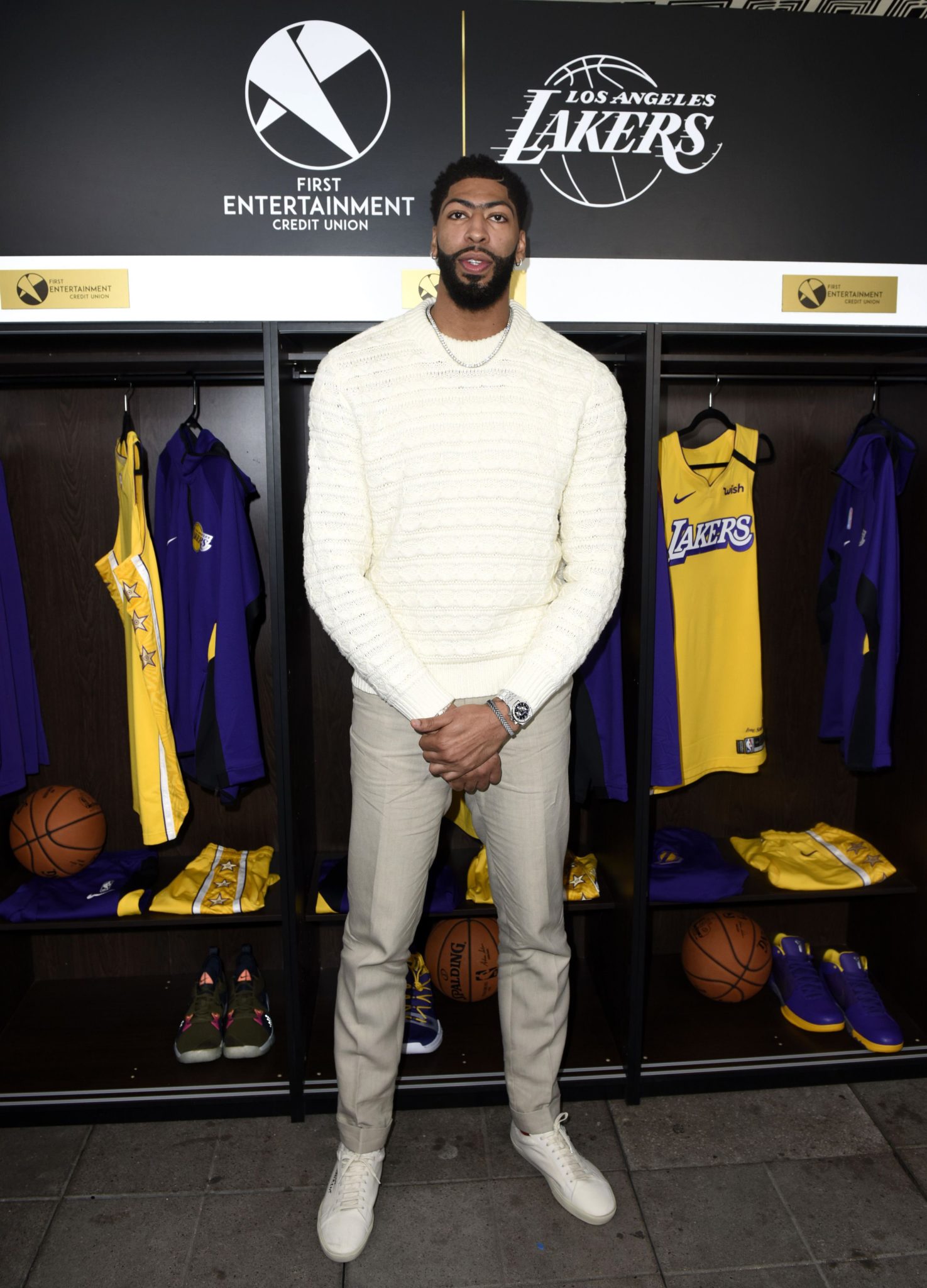 LOS ANGELES, CALIFORNIA - MARCH 4: Lakers star Anthony Davis attends the First Entertainment x Los Angeles Lakers and Anthony Davis Partnership Launch Event at The Theatre at Ace Hotel on March 4, 2020 in Los Angeles, California.  (Photo by Vivien Killilea/Getty Images for First Entertainment)